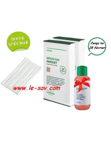 Lot de 2 pack lingettes parquet pour Duoclean Vorwerk