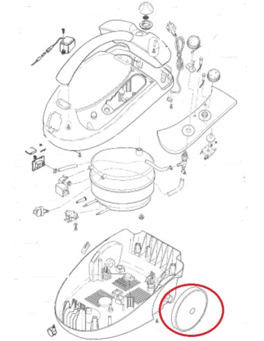 Roue arriere grise pour nettoyeur vapeur Astoria