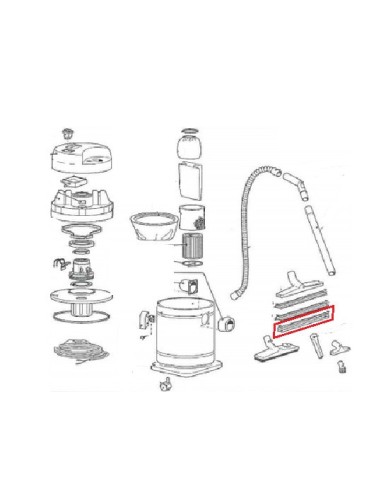 Raclette pour Brosse Rectangulaire pour Aspirateur GM22INOX Lavor 