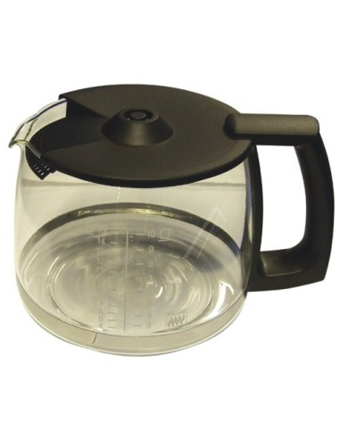 Bol / Verseuse 15 Tasses en Verre avec Couvercle Anti-Goutte Noir pour Cafetière Cafépresso Crématic Krups