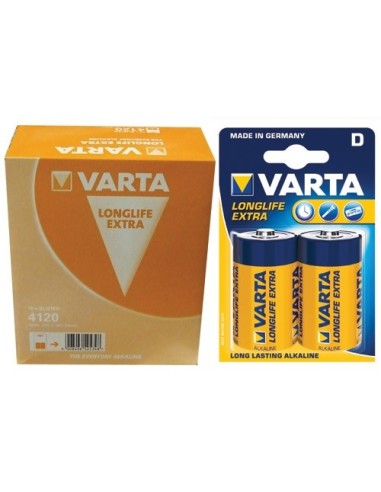 Lot de 2 Piles Alkaline 1,5 V type LR20 ( D ) Longlife Extra pour Pile Varta