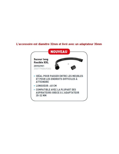 Suceur Long / Flexible XXL de Diamètre 35 mm pour Aspirateurs Moulinex