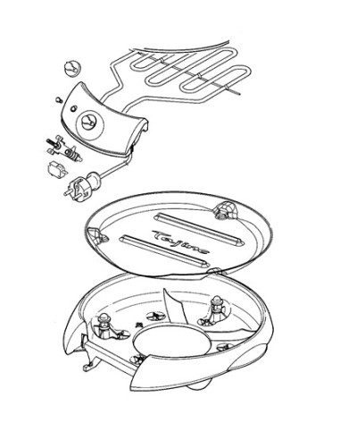 Ensemble Boitier Résistance avec Cordon + Socle Marron + Réflecteur pour Wok Tajine Tefal