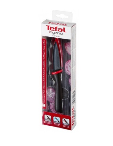 Couteau Ingenio D'office Céramic 8cm Noir et Rouge Téfal