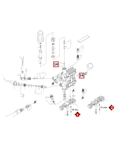 Tête de Pompe / Culasse pour Nettoyeur Haute Pression Eau Chaude HDS 6/14C Kärcher