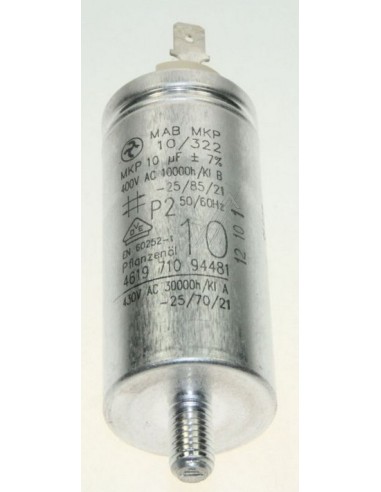 Condensateur Moteur / De Démarrage 10UF-400V pour Sèche-Linge AWZ9993 Whirlpool