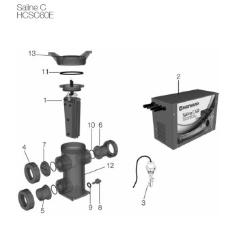 Pack de Joints pour Traitement de L'eau Saline C HCSC60E Hayward