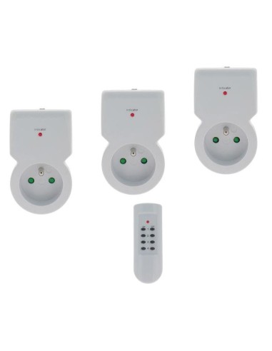 3 Prises Télécommandables D'intérieures Blanches + Télécommande
