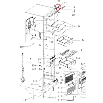 Charnière Réfrigérateur pour Réfrigérateur Zen-F920 Edesa
