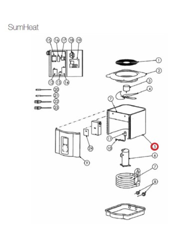 Evaporateur 14KW 1N/20T/C pour Pompes à Chaleur SumHeat Hayward