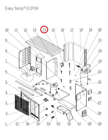 Panneau Supérieur pour Pompes  à Chaleur Easy Temp ECP06 Hayward