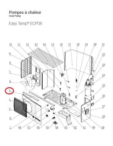 Raidisseur Arrière pour Pompes à Chaleur Easy Temp ECP08 Hayward