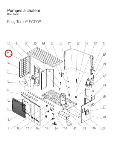 Panneau Gauche pour Pompes à Chaleur Easy Temp ECP08 Hayward