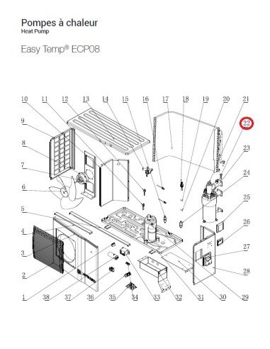 Condenseur Titane PVC pour Pompes à Chaleur Easy Temp ECP08 Hayward