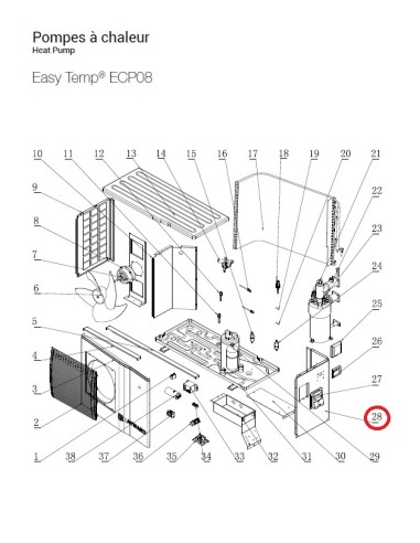 Panneau Droit pour Pompes à Chaleur Easy Temp ECP08 Hayward