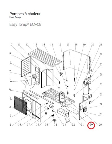 Panneau de Protection électrique pour Pompes à Chaleur Easy Temp ECP08 Hayward