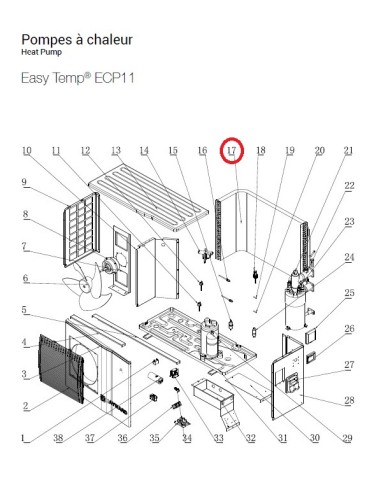 Evaporateur à Ailette pour Pompes à Chaleur Easy Temp ECP11 Hayward