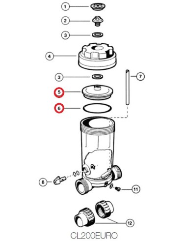 Couvercle + Joint pour Distributeurs de Produits Chimiques CL200EURO Hayward