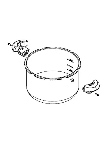 Cuve 7,5L en Inox + Poignée x2 pour Cocotte Clipso Minut'Perfect Seb