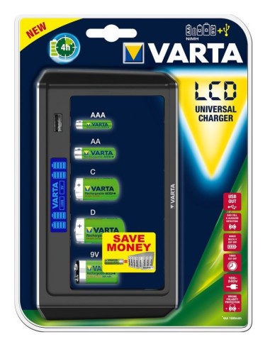 Chargeur à Piles VARTA LCD Universelle (AA, AAA, C, D, 9V)