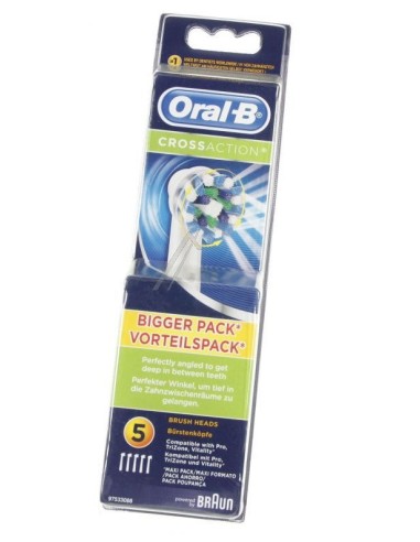 Pack de 5 Brossettes Oral-B Crossaction pour Hydropulseurs Braun