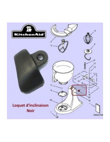Loquet D'inclinaison Noir pour Robot Cuisine 5KSM90ECP Kitchenaid