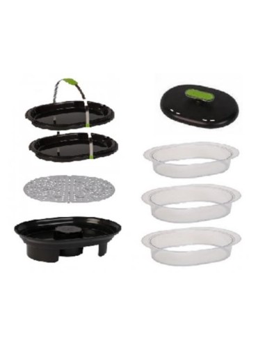 Kit Bol x3 + Bac + Grille + Plaque x2 pour Cuiseur Vapeur Vitacuisine Seb