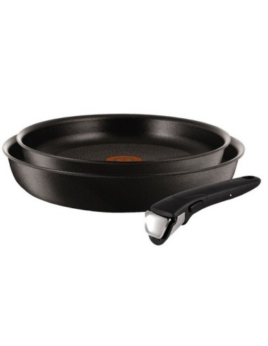 Lot de 2 Poêles 24/28cm +1 Poignée Amovible Ingenio Expertise Noir Induction Tefal