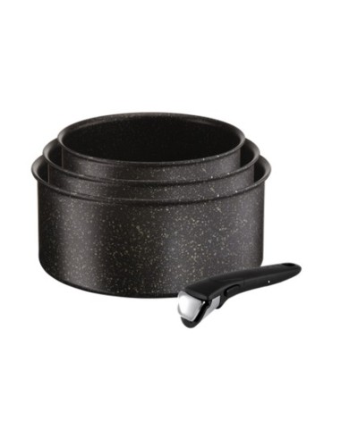 Set de 3 Casseroles 16/18/20cm+1 Poignée Amovible Ingenio Authentic Noir Mouchete Induction Tefal