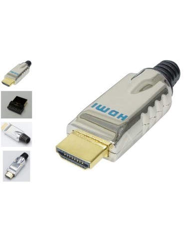 Fiche HDMI Soudable Boîtier Métal Contacts Dorés