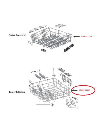 Panier Inférieur pour Lave-Vaisselle DSN6832 Beko