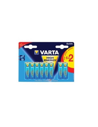 Pochette de 6+2 piles 1,5 volts alcaline Varta LR6