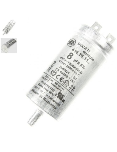 Condensateur Métal Faston 6,3 mm pour Séche Linge CURTISS
