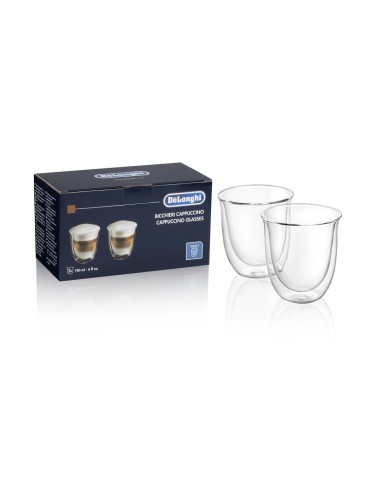 Lot de 2 Tasses Transparente Capuccino en verre pour Machine à Café DELONGHI KENWOOD