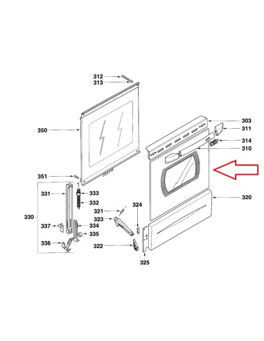 Vitre Extérieur de Porte pour Cuisinière Vedette