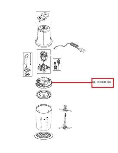 Demi Boitier Inférieur Noir pour Mini Hachoir Moulinex 