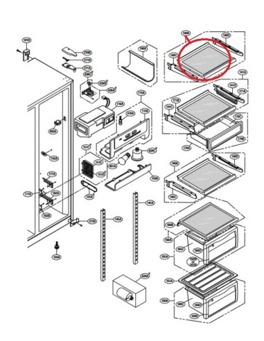 Ensemble Clayette Frigo 89x755x1750 pour Réfrigérateur LG