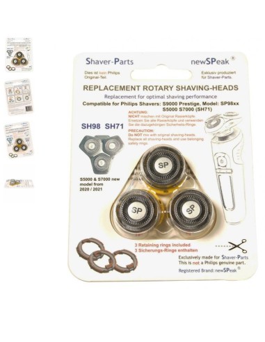 TÊTE DE RASAGE AVEC ANNEAUX DE FIXATION, ALTERNATIVE PHILIPS SH71 / SH98 pour Rasoir Philips