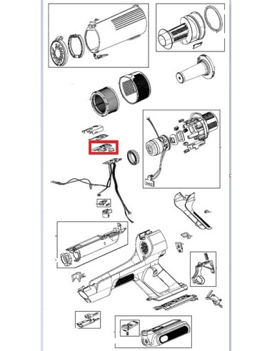 Guide Lumineux + Bouton Noir pour Aspirateur à Main X-FORCE FLEX9.60 ROWENTA