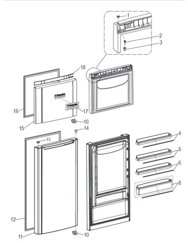 Joint de Porte Freezer Gris pour Réfrigérateur HOTPOINT