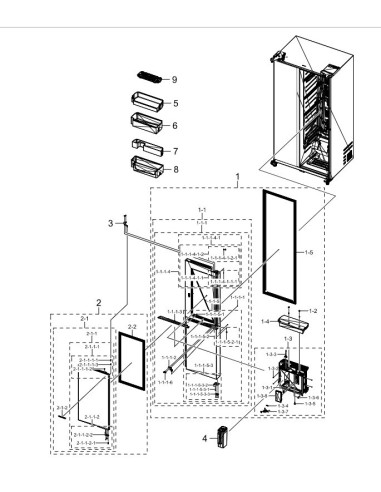 Porte Réfrigérateur Droit pour Réfrigérateur SAMSUNG