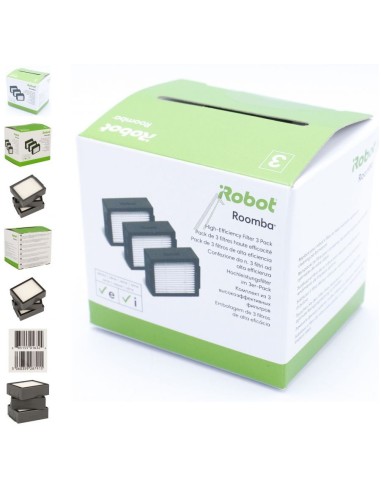 Pack de 3 Filtres Haute Efficacité pour  Aspirateur IROBOT