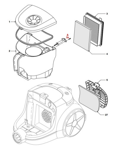 Filtre Mousse Sortie d'air pour Aspirateur Philips