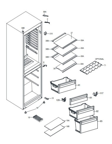 Volet du Compartiment Congélateur pour Réfrigérateur SHARP