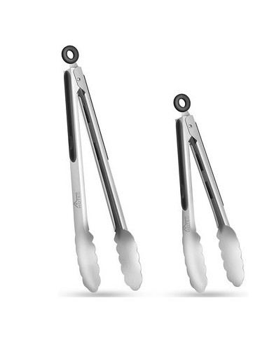 Pince Cuisine Inox, Pince de Cuisine en Acier Inoxydable de Qualité Supérieure avec Poignée Antidérapante, Argenté 