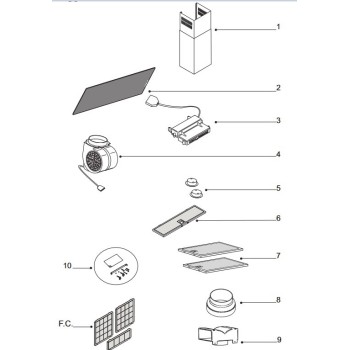 Kit Cheminee Inferieur + Superieur Haut 380 X Large 210 X Profond175MM pour Hotte AIRFORCE