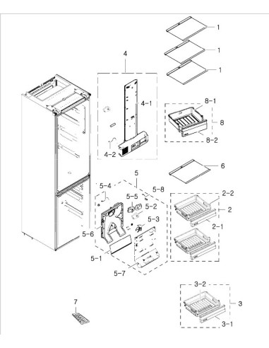 Ensemble Tiroir Congelateur Inferieur Grand Cru pour Refrigerateur SAMSUNG