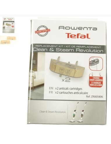 Cartouche Anti Calcaire x2 pour Aspirateur Nettoyeur Vapeur CLEAN STREAM ROWENTA