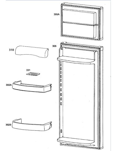 Porte Refrigerateur Blanc 545X1139mm pour Réfrigérateur  FAURE