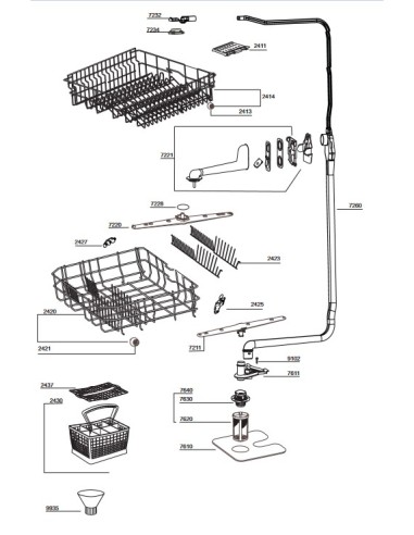 Panier Superieur pour Lave Vaisselle WHIRLPOOL
